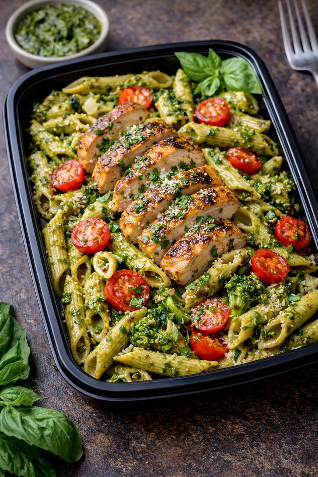 Creamy Pesto Protein Pasta