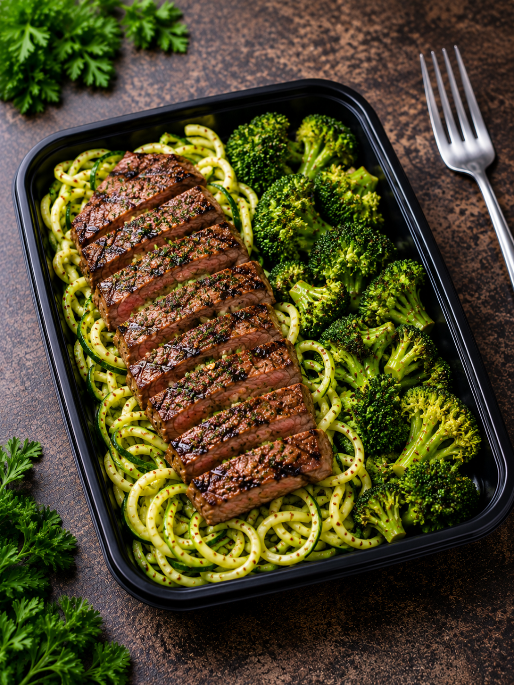 Garlic Butter Steak Zoodle Bowl